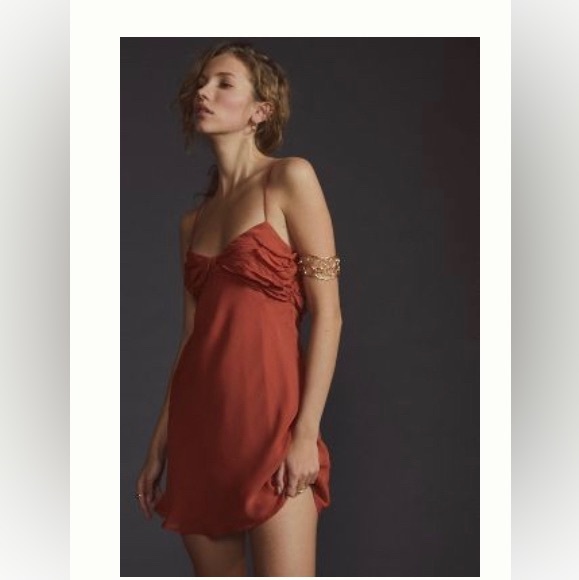 Anthropologie twist front flip dress/ US size8 / rich terracotta color - Picture 1 of 5